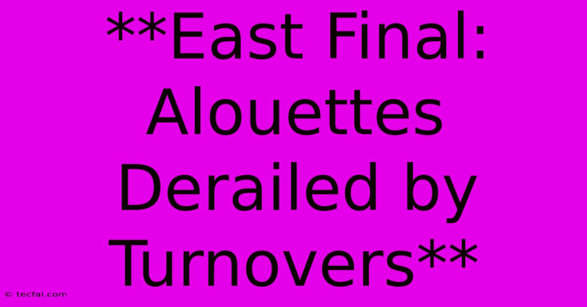 **East Final: Alouettes Derailed By Turnovers**