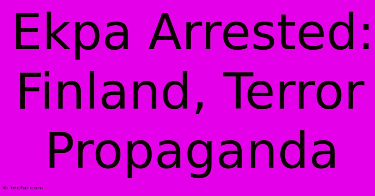 Ekpa Arrested: Finland, Terror Propaganda