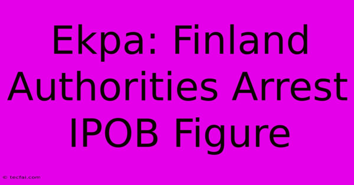 Ekpa: Finland Authorities Arrest IPOB Figure