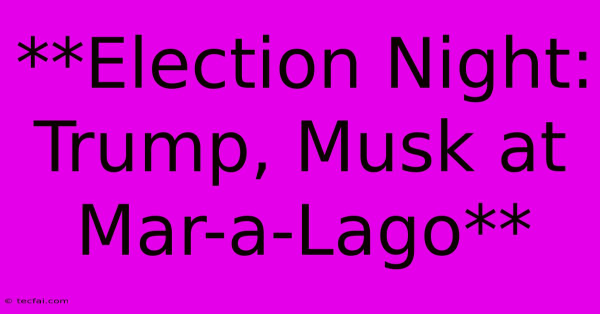 **Election Night: Trump, Musk At Mar-a-Lago**