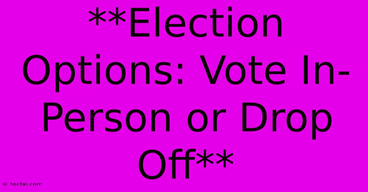 **Election Options: Vote In-Person Or Drop Off** 