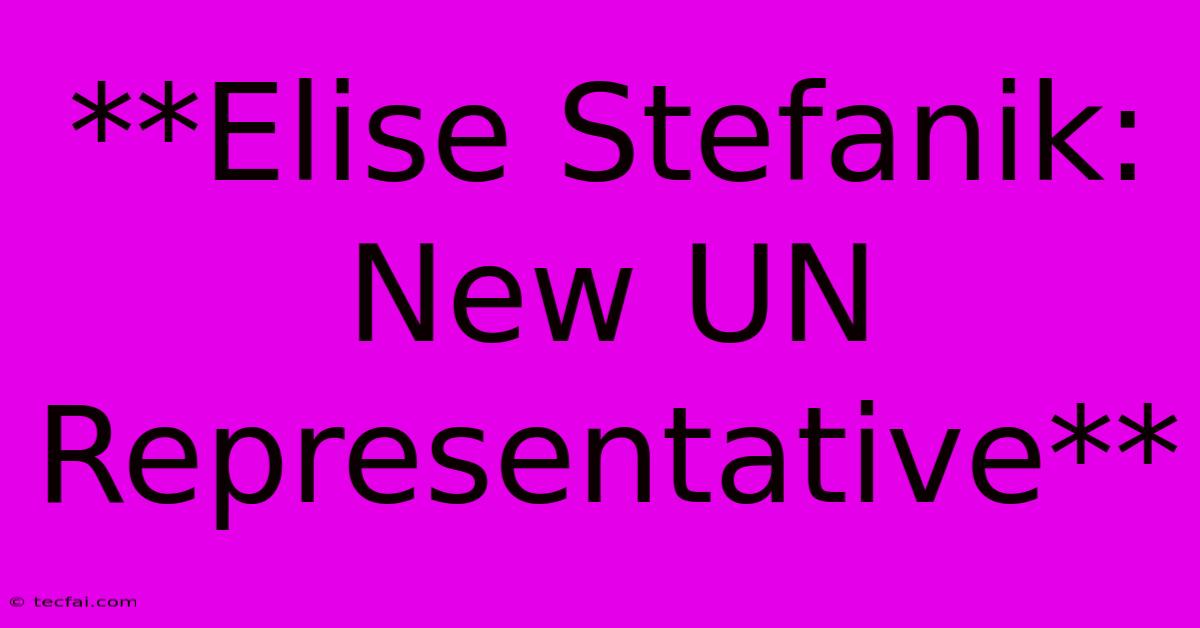 **Elise Stefanik: New UN Representative**