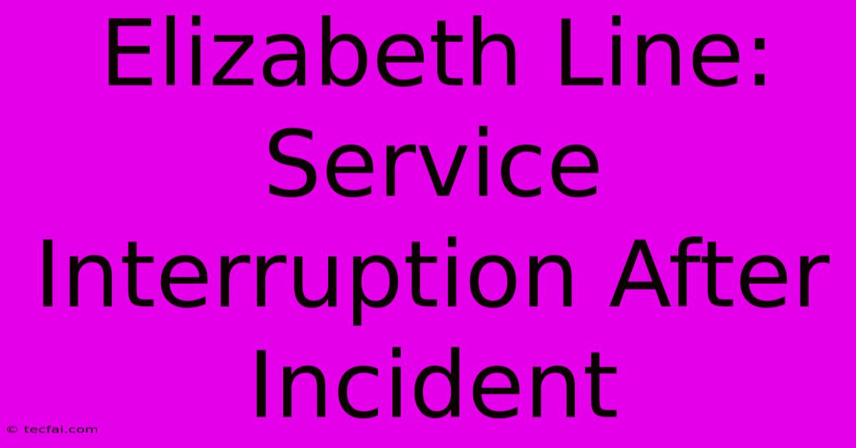 Elizabeth Line:  Service Interruption After Incident