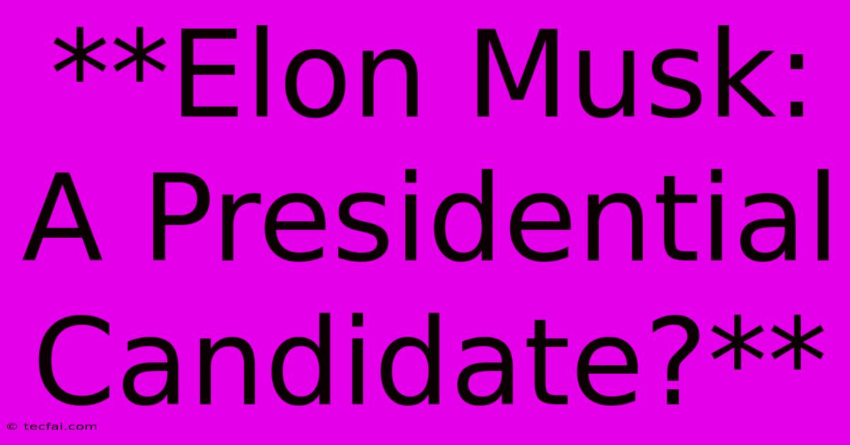 **Elon Musk: A Presidential Candidate?**