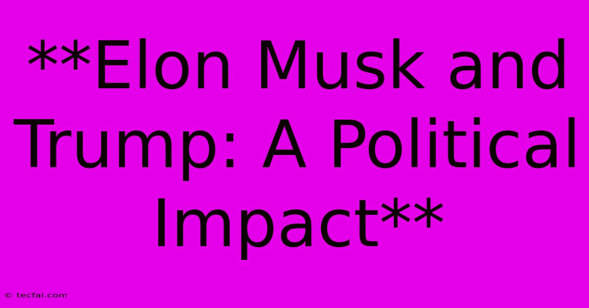 **Elon Musk And Trump: A Political Impact** 