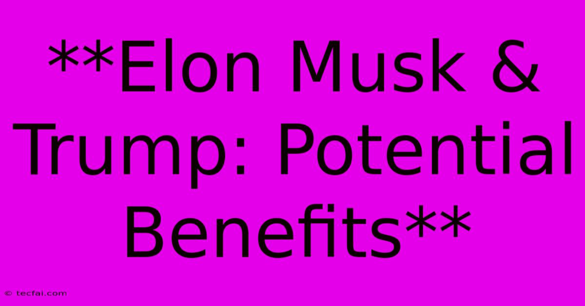 **Elon Musk & Trump: Potential Benefits**