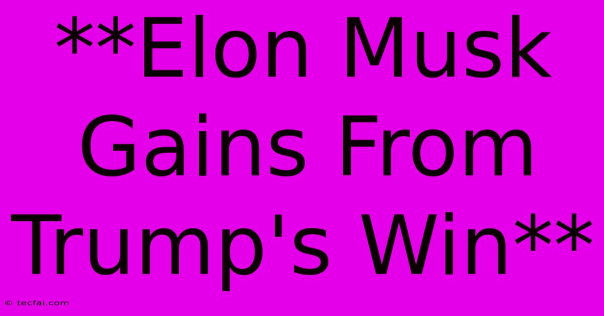 **Elon Musk Gains From Trump's Win**