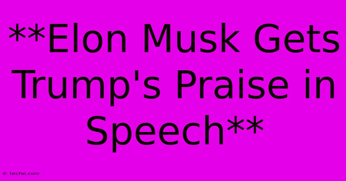 **Elon Musk Gets Trump's Praise In Speech**