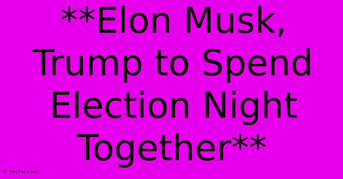 **Elon Musk, Trump To Spend Election Night Together**