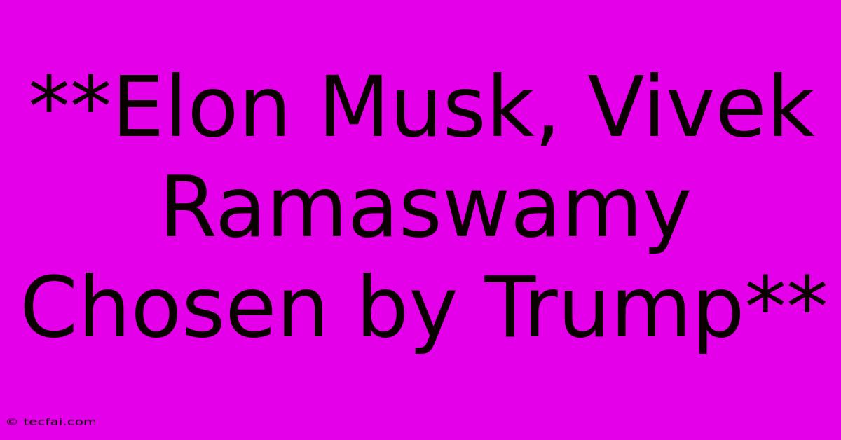 **Elon Musk, Vivek Ramaswamy Chosen By Trump**