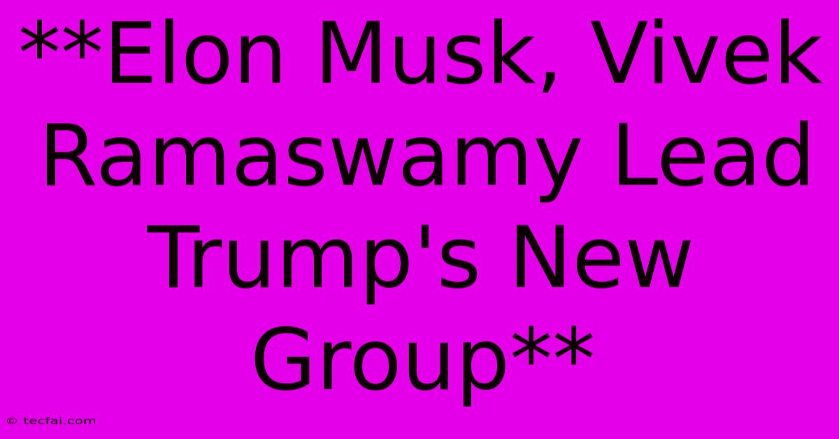 **Elon Musk, Vivek Ramaswamy Lead Trump's New Group**