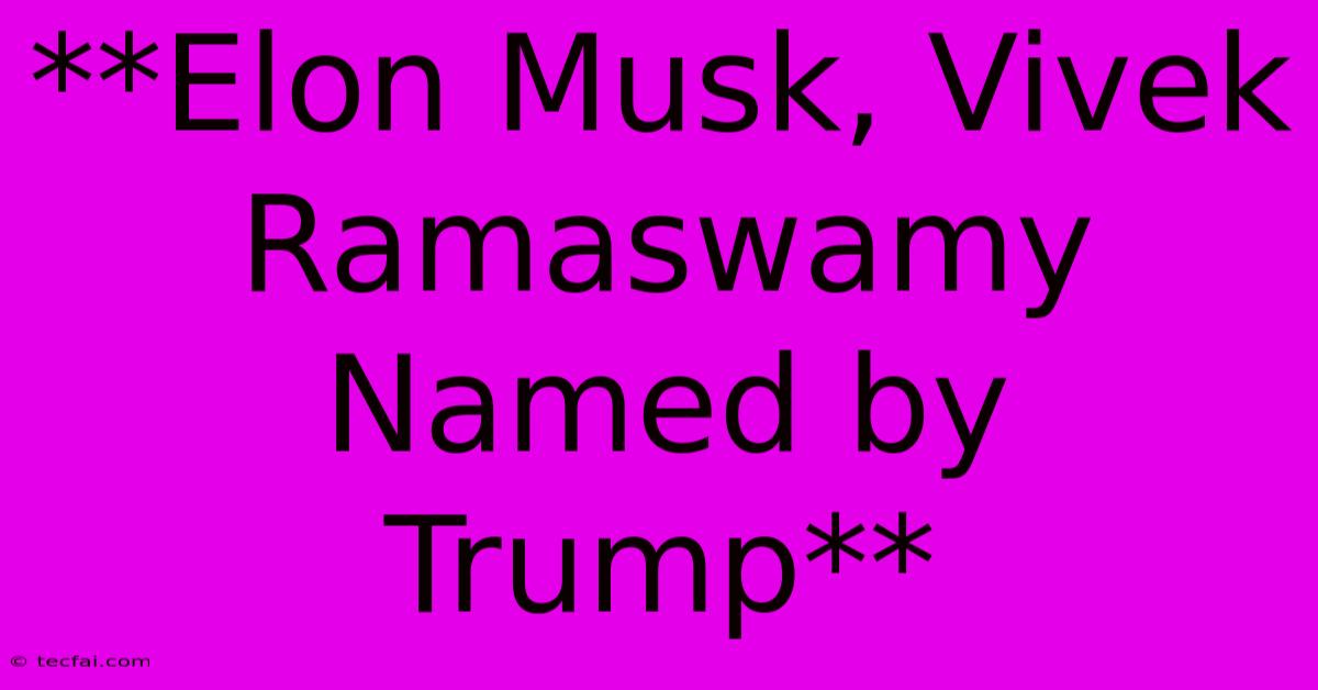 **Elon Musk, Vivek Ramaswamy Named By Trump**