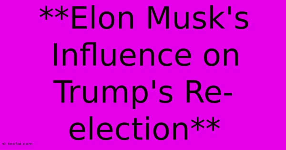 **Elon Musk's Influence On Trump's Re-election**