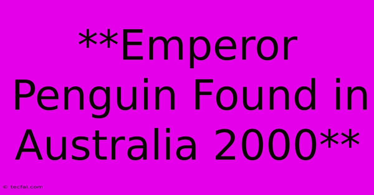 **Emperor Penguin Found In Australia 2000**