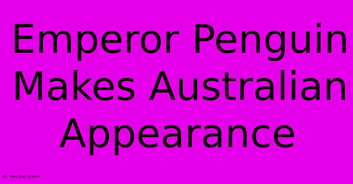 Emperor Penguin Makes Australian Appearance