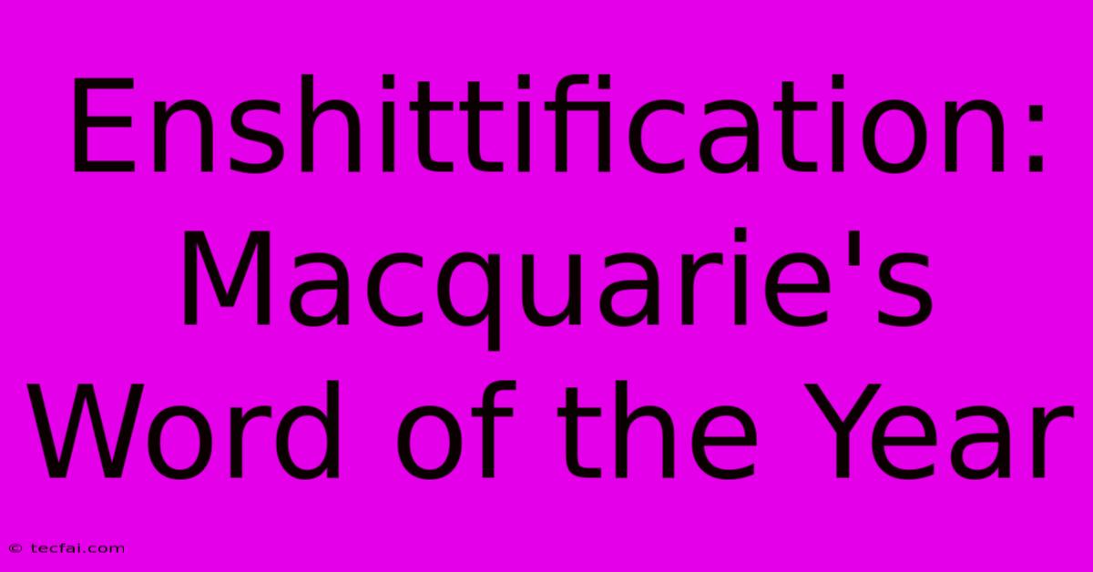 Enshittification: Macquarie's Word Of The Year