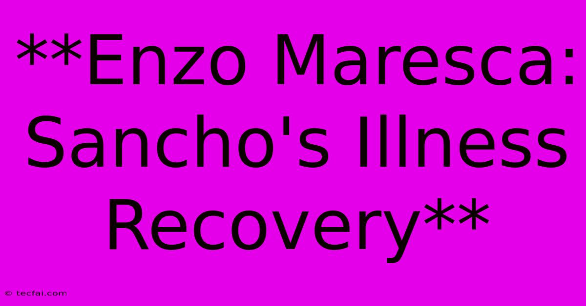 **Enzo Maresca: Sancho's Illness Recovery**