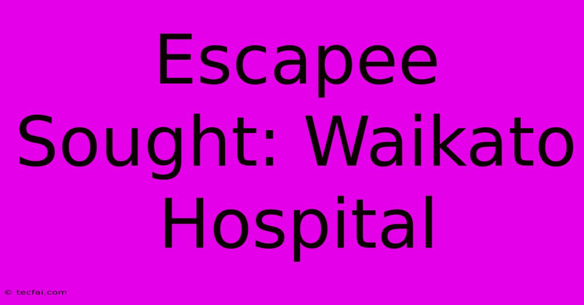 Escapee Sought: Waikato Hospital