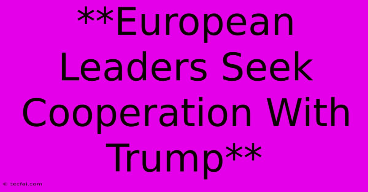 **European Leaders Seek Cooperation With Trump**