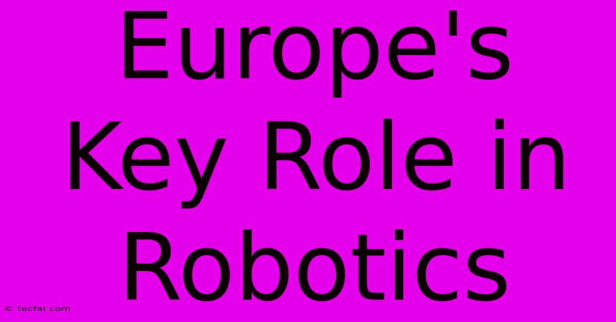 Europe's Key Role In Robotics