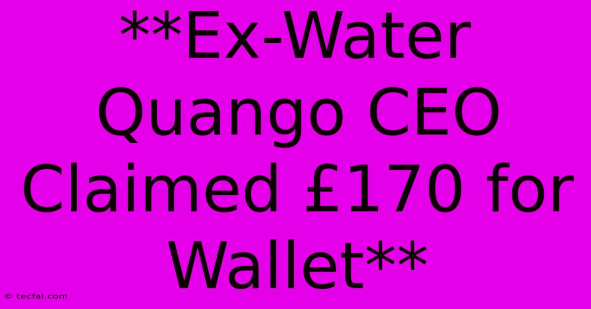 **Ex-Water Quango CEO Claimed £170 For Wallet**