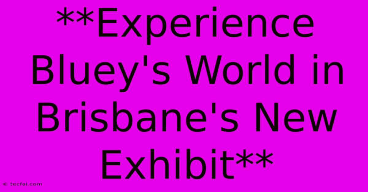 **Experience Bluey's World In Brisbane's New Exhibit**