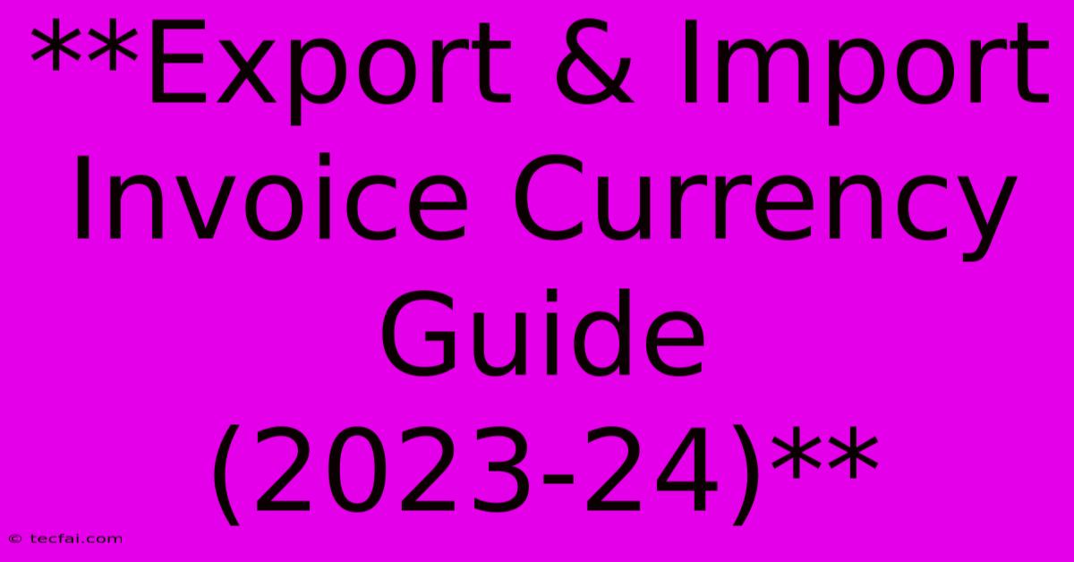 **Export & Import Invoice Currency Guide (2023-24)**