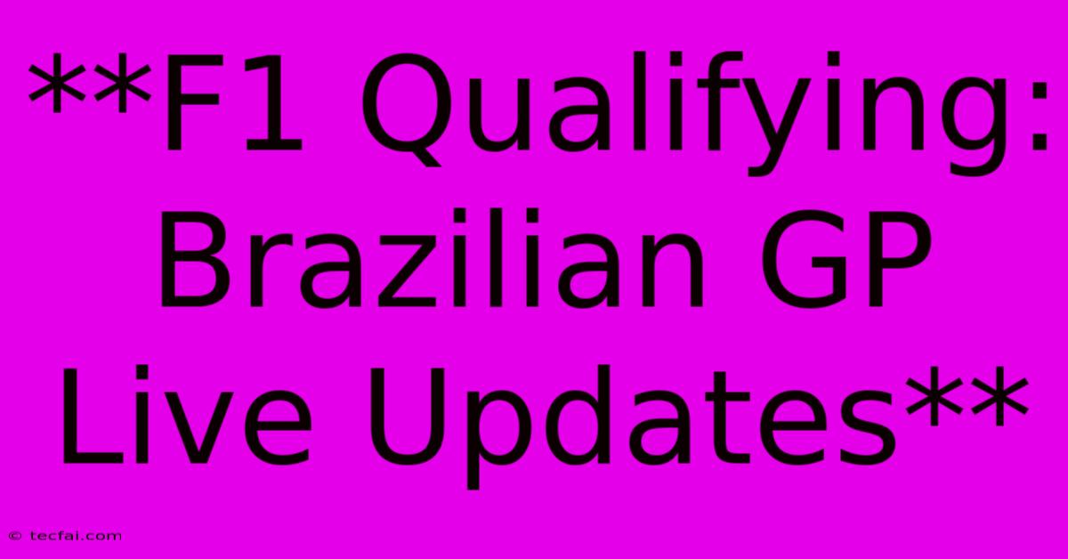 **F1 Qualifying: Brazilian GP Live Updates**