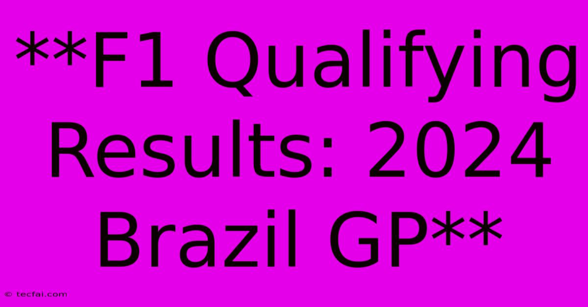 **F1 Qualifying Results: 2024 Brazil GP**