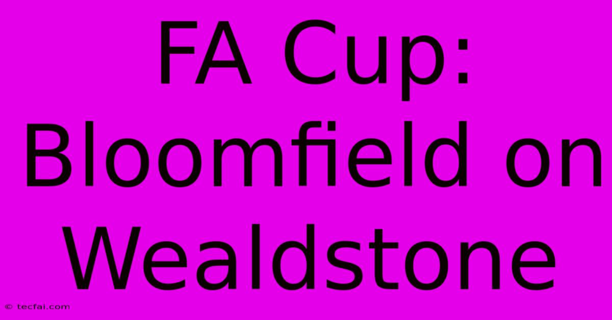 FA Cup: Bloomfield On Wealdstone