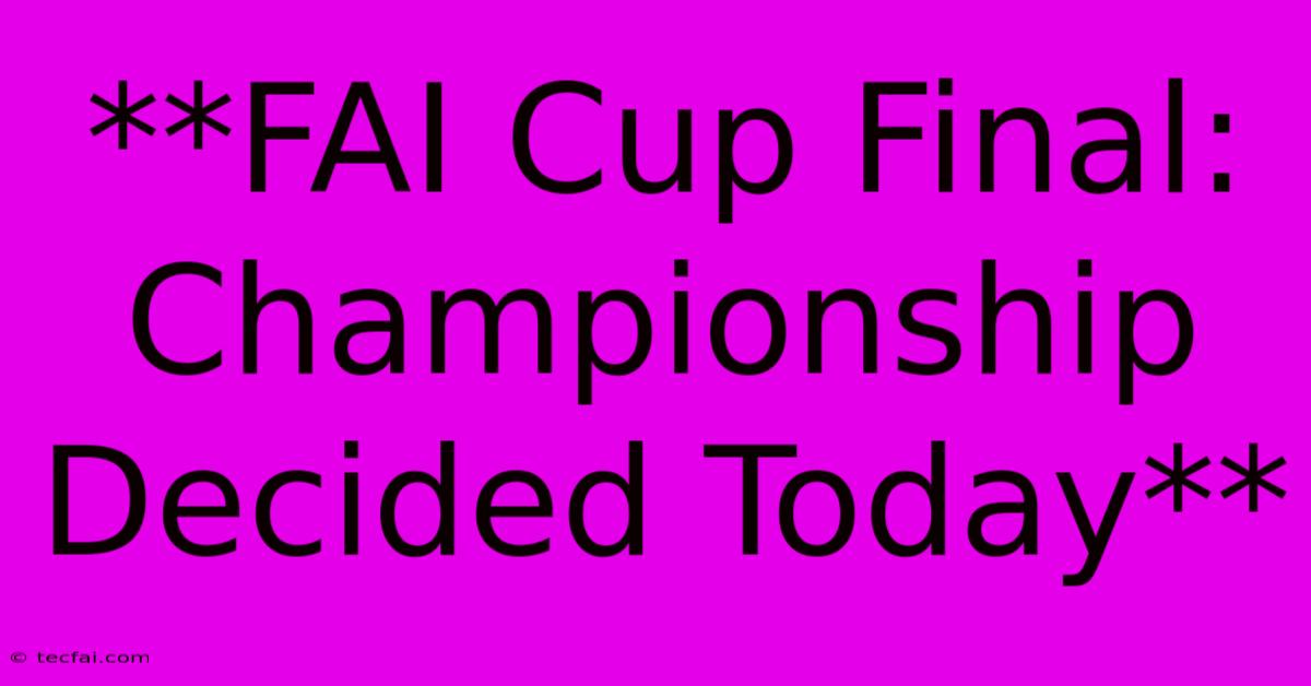 **FAI Cup Final:  Championship Decided Today** 