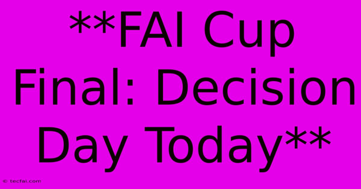 **FAI Cup Final: Decision Day Today**