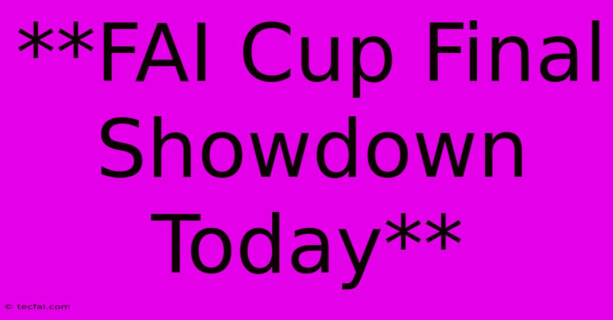 **FAI Cup Final Showdown Today**