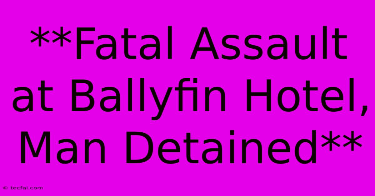 **Fatal Assault At Ballyfin Hotel, Man Detained**