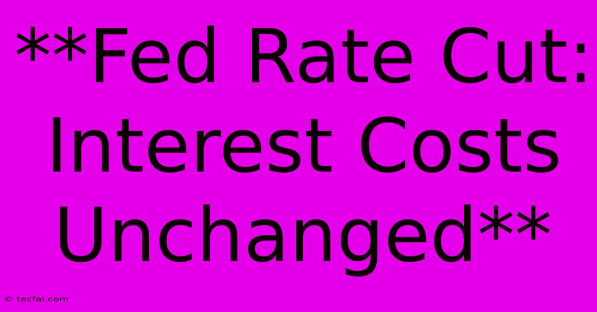 **Fed Rate Cut: Interest Costs Unchanged**