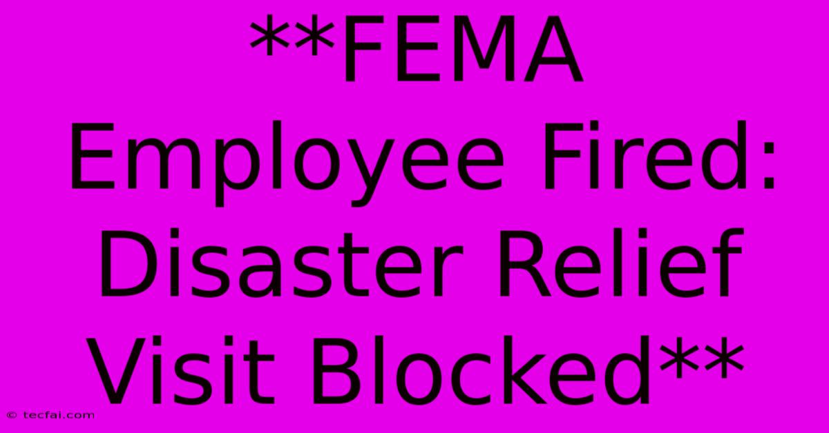 **FEMA Employee Fired: Disaster Relief Visit Blocked**