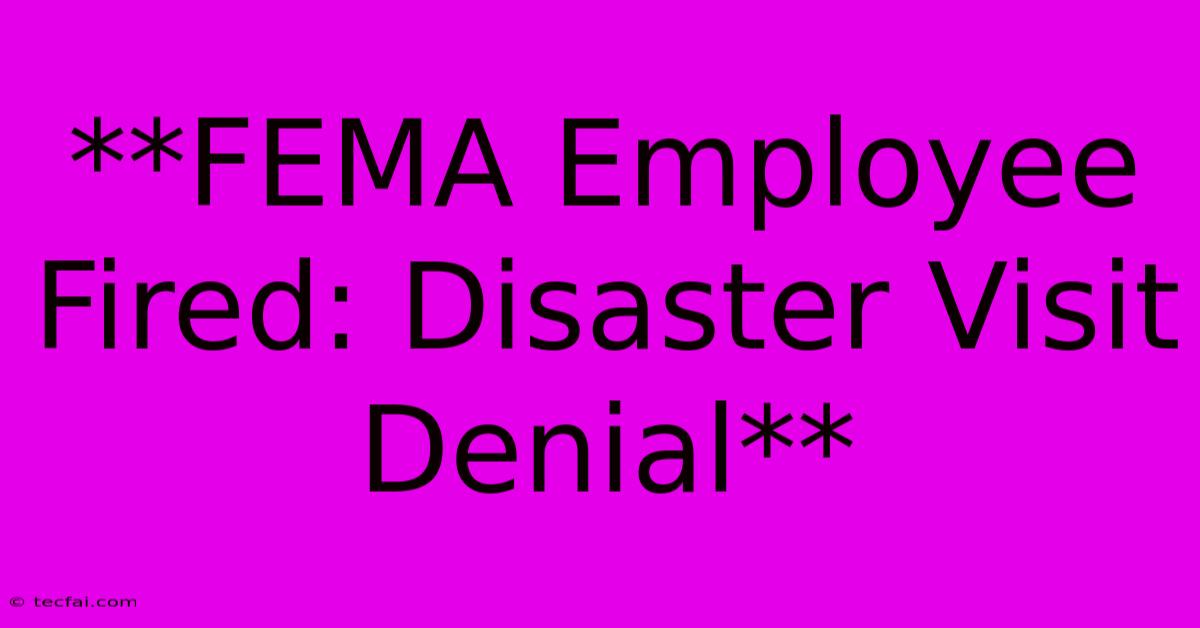 **FEMA Employee Fired: Disaster Visit Denial** 