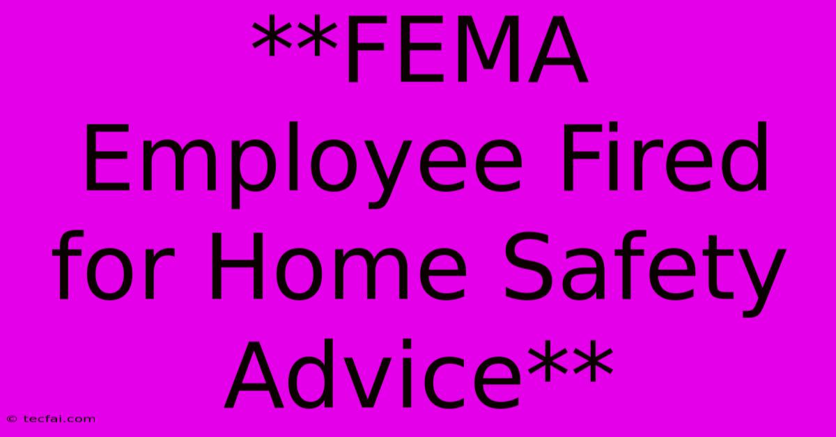 **FEMA Employee Fired For Home Safety Advice**