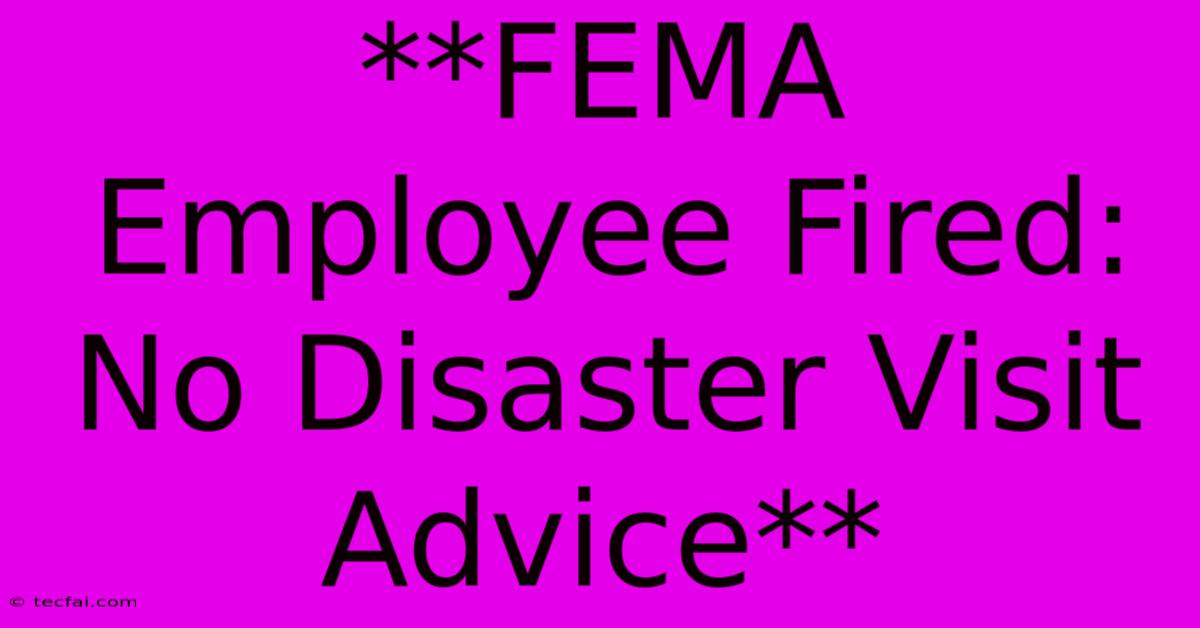 **FEMA Employee Fired: No Disaster Visit Advice** 