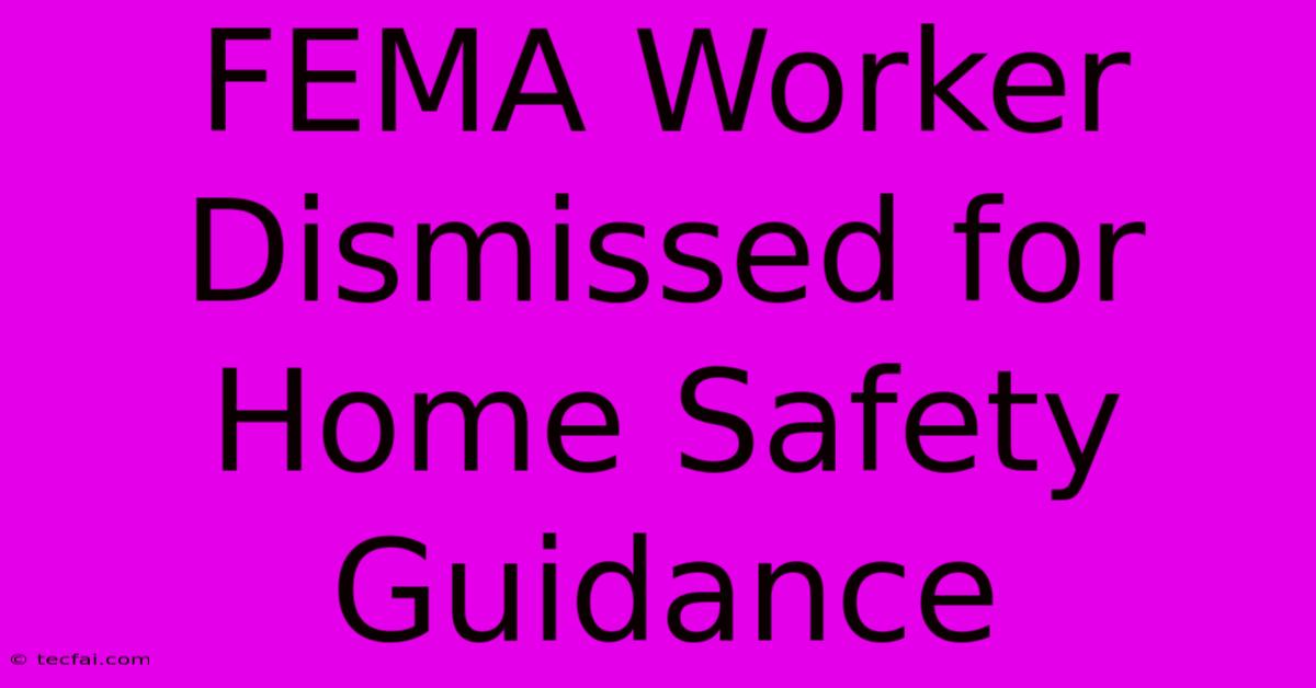 FEMA Worker Dismissed For Home Safety Guidance 