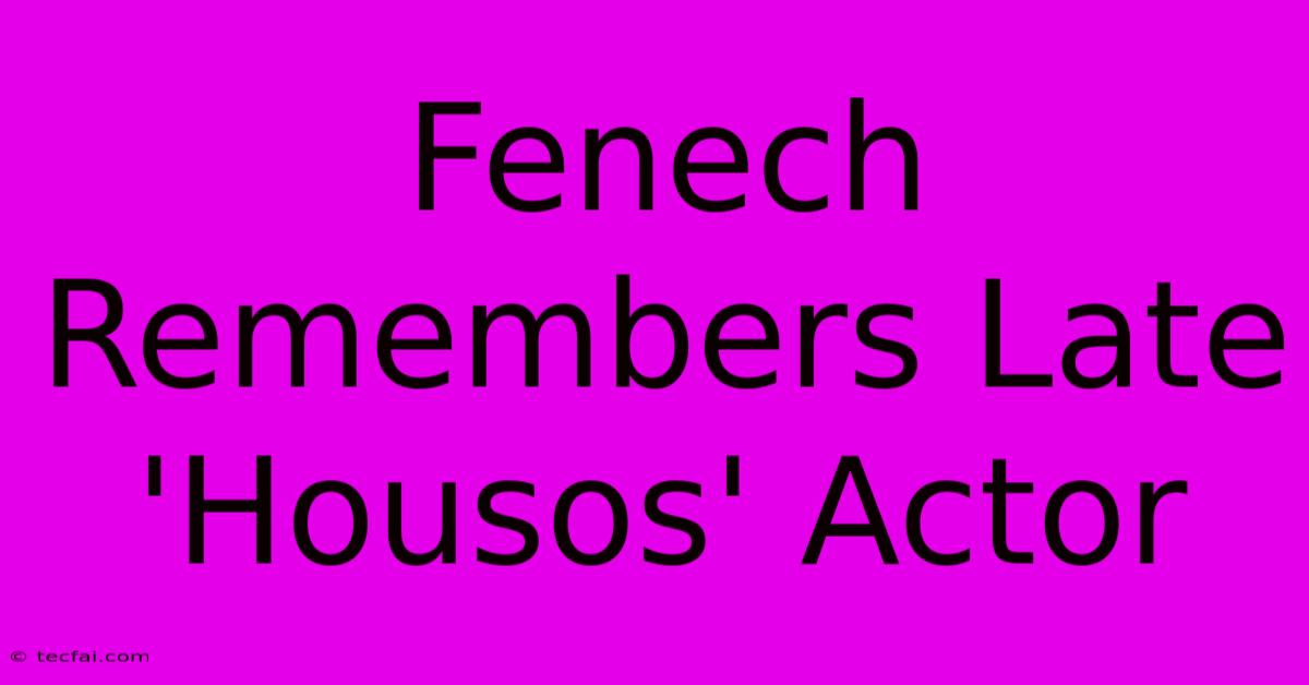 Fenech Remembers Late 'Housos' Actor 