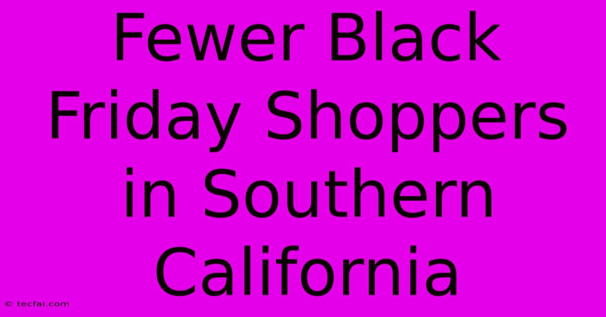 Fewer Black Friday Shoppers In Southern California