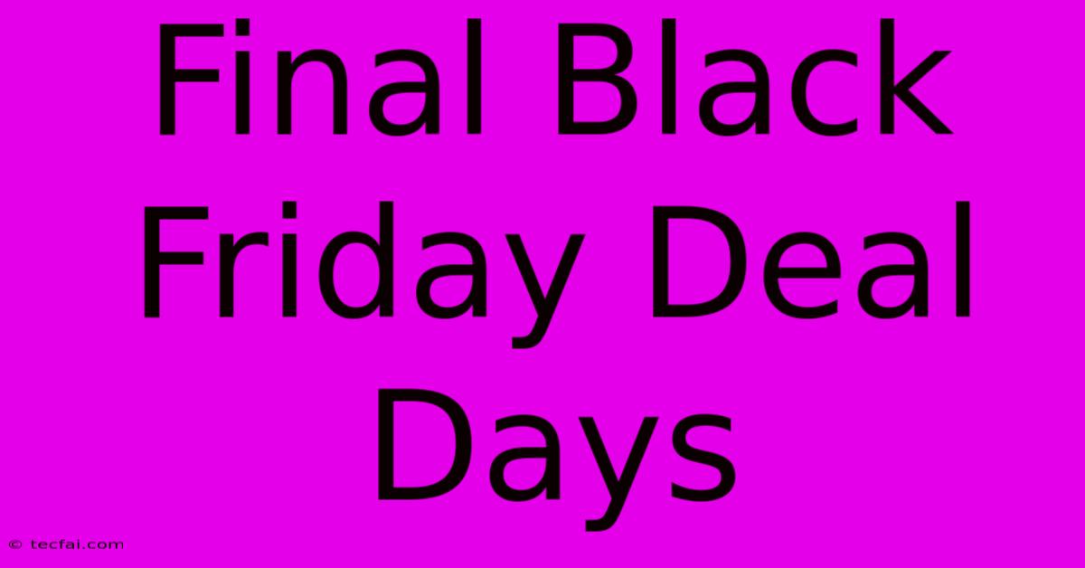 Final Black Friday Deal Days