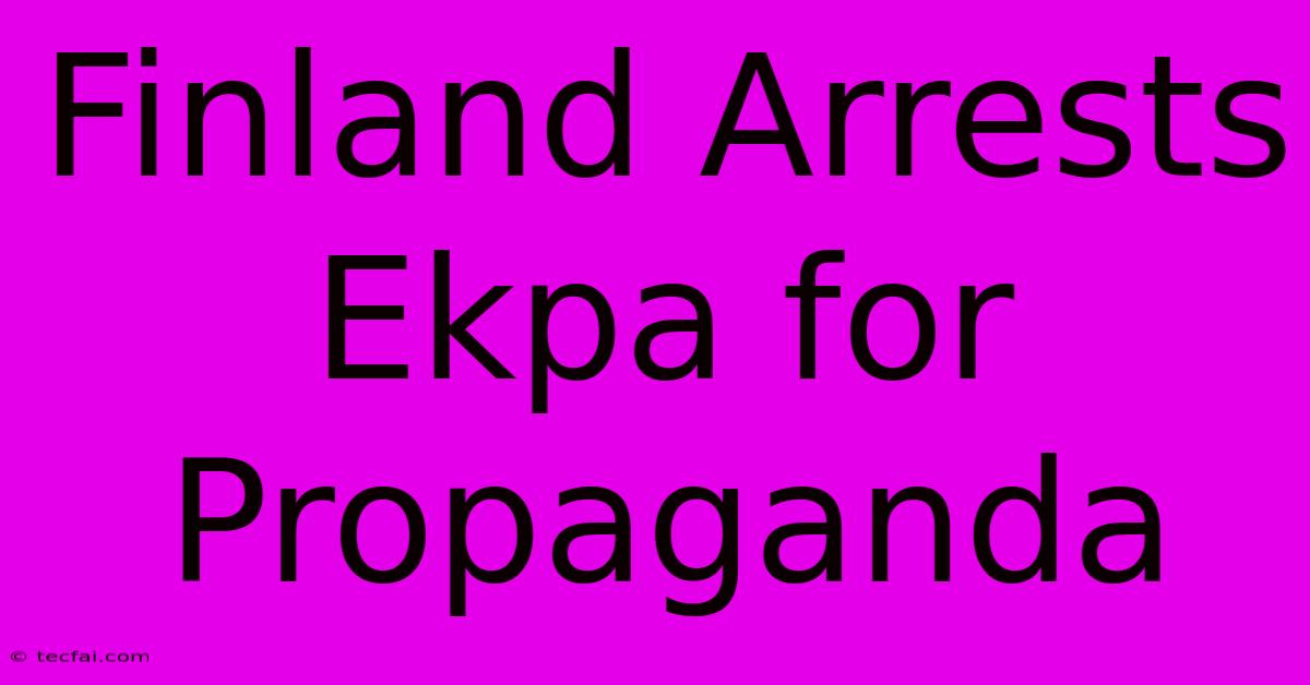 Finland Arrests Ekpa For Propaganda