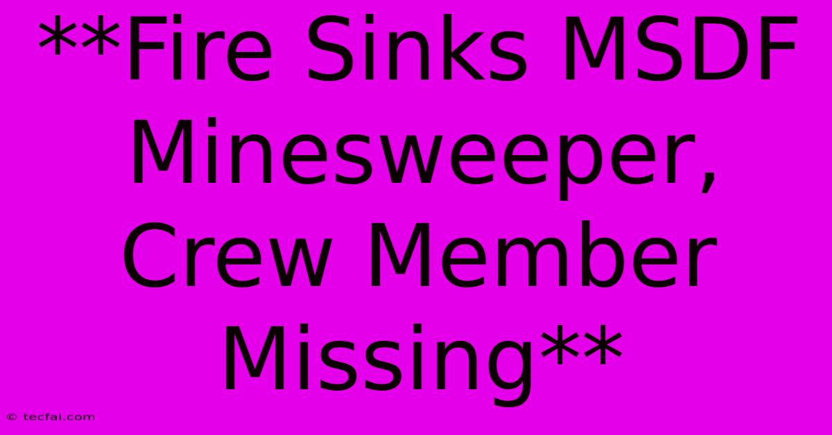 **Fire Sinks MSDF Minesweeper, Crew Member Missing**