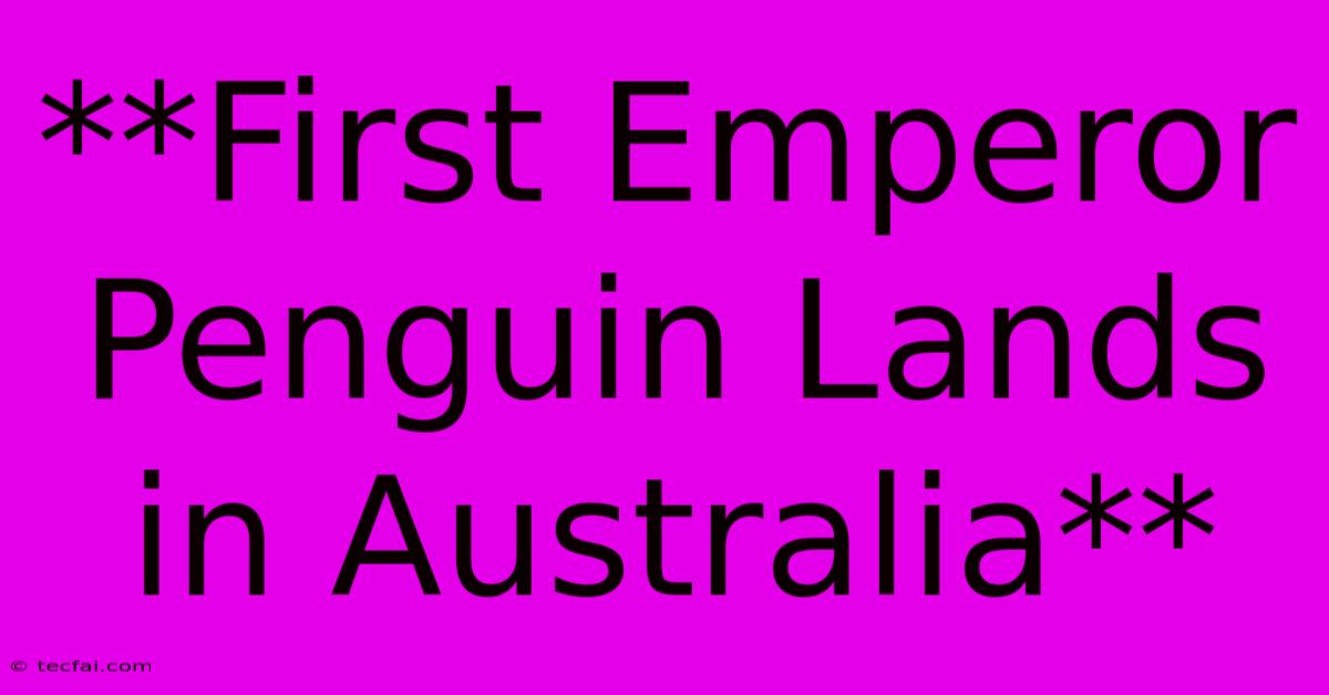 **First Emperor Penguin Lands In Australia**