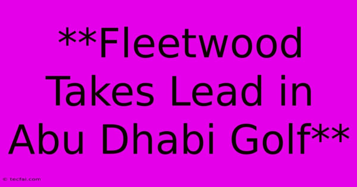 **Fleetwood Takes Lead In Abu Dhabi Golf** 