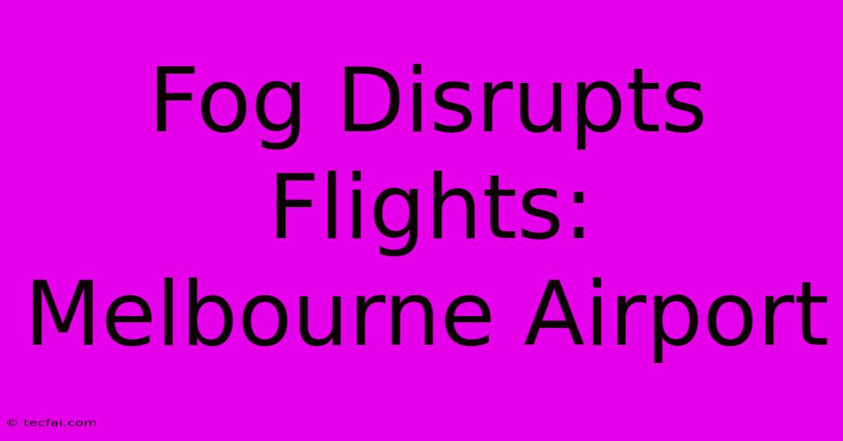 Fog Disrupts Flights: Melbourne Airport