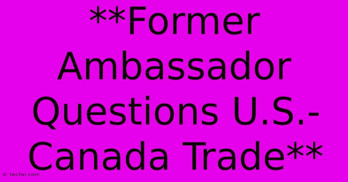 **Former Ambassador Questions U.S.-Canada Trade**