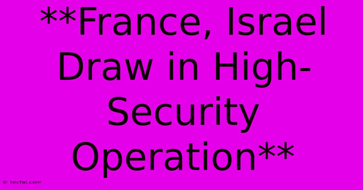 **France, Israel Draw In High-Security Operation**